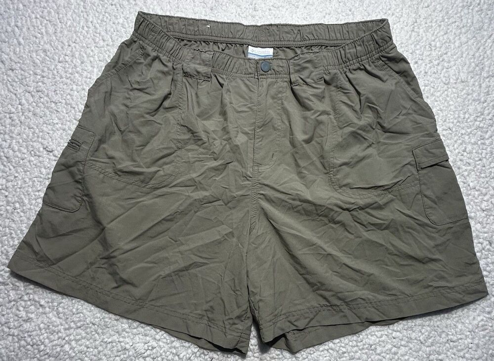 Columbia Womens Hiking Shorts Size 1X Khaki Beige Elastic Waist Outdoor Cargo